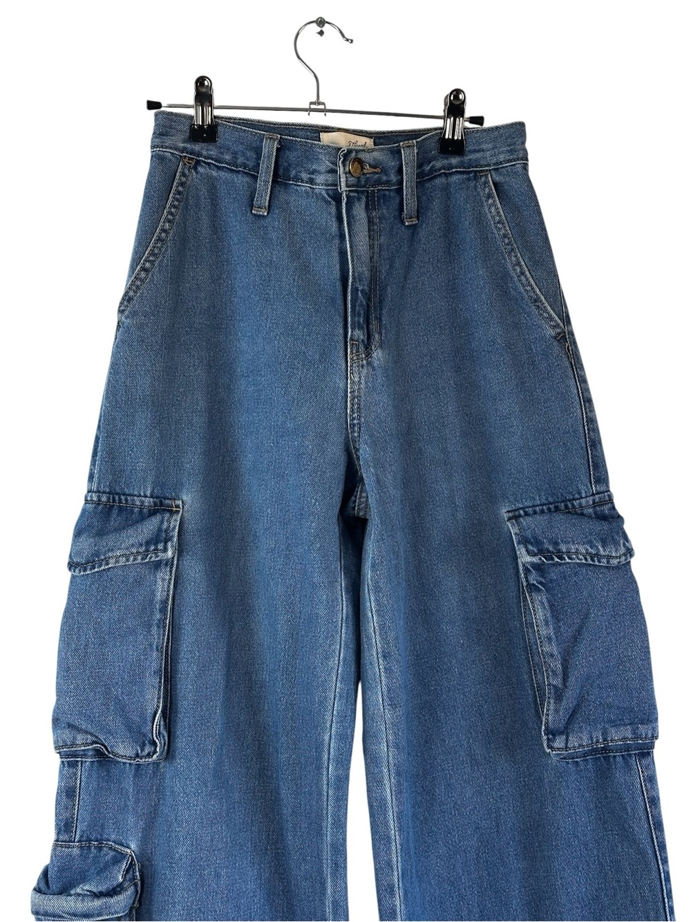 Universal Thread Wide Leg Cargo Jeans Women’s Size 2R Blue Y2K Utility Skater - Picture 2 of 13